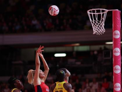England’s goal shooter takes a shot during the first Test of the Horizon Vitality Netball series against Jamaica at the Copper Box Arena on December 13, 2025.