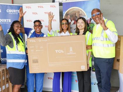 From left: Deidre Parchment, finance manager at Food For The Poor Jamaica; Marsha Burrell-Rose, Manager – marketing, PR and missions at Food For The Poor; Ann Marie Walters, managing director for Unicomer Jamaica; Jane Cui, sales manager, Caribbean Terri