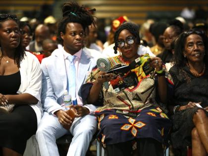  A few of Jimmy Cliff’s children (from left) Kadijah Bashir, Romeo Cliff and Odessa Chambers and her mother, Bluette Abrahams.