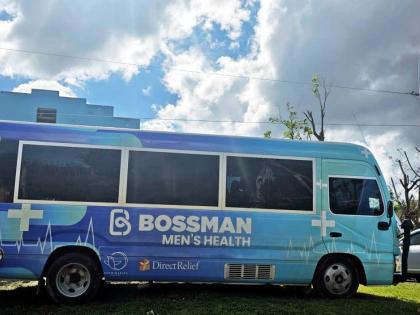 The mobile clinic donated by Direct Relief.