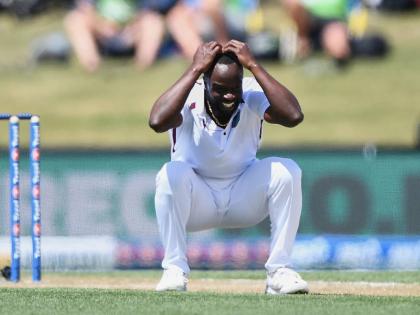 West Indies’ Kemar Roach  was unable to bowl because of a hamstring injury.