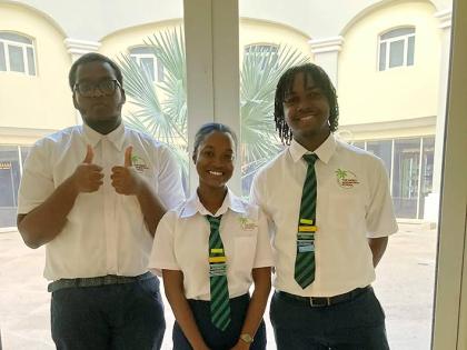 Members of the Tourism Action Club of The Heinz Simonitsch School in Montego Bay (from left) D’Alexander Davis, Samir Vassell, vice-president, and Kevaughn Stewart, president, at the media brunch/luncheon at Iberostar hotel. 