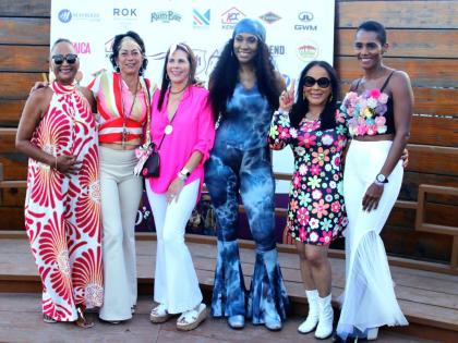 
From left, Donna Waithe, Stephanie McConnell, Jackie Stewart-Lechler, Cheryl Peart, Jan Lawe, and Issia Madden beam with pride in the winners’ enclosure after their horse, RIDEALLDAY, claimed the Mouttet Mile on December 7.