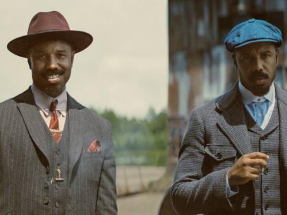 This image released by Warner Bros Pictures shows Michael B. Jordan portraying two characters in a scene from ‘Sinners’. 