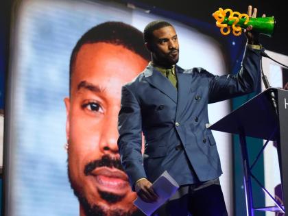 Michael B. Jordan accepts the icon award for his roles in ‘Sinners’ during the 37th Palm Springs International Film Festival Film Awards on  January 3, at Palm Springs Convention Center, Calif. 