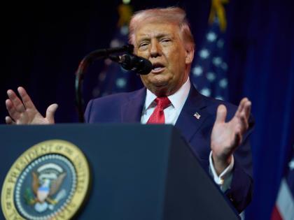 President Donald Trump speaks to House Republican lawmakers during their annual policy retreat, Tuesday, January 6, 2026, in Washington. (AP Photo/Evan Vucci)