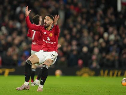 Manchester United’s Matheus Cunha reacts during the FA Cup third-round match against Brighton in Manchester, England, yesterday.