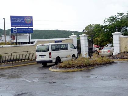 The entrance to the University Hospital of the West Indies in St Andrew. 
