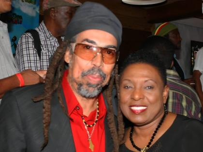 Minister of Culture and Entertainment Olivia Grange with legendary Jamaican musician Stephen 'Cat' Coore.