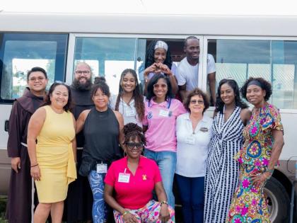 From left: Fathers from Mary Gate Church of Heaven, Brother Ricky Ferrer and Father Maxwell KlugIn; Councilor Julian Chang; Rosa Young, owner WAVZ Events; Alyssa Levy, I AM Foundation Intl team member; Jessica Davidson, educator at Manning’s School; C Ca