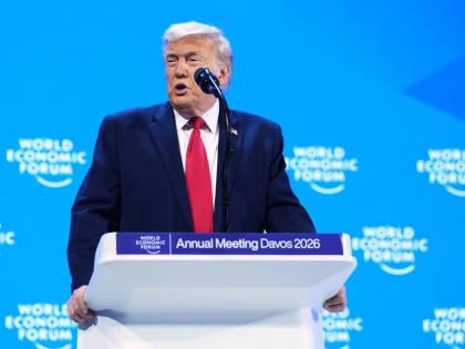 United States President Donald Trump addresses the audience during the Annual Meeting of the World Economic Forum in Davos, Switzerland on January 22, 2026. 