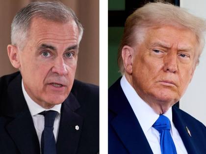 This combination of images shows Canada's Prime Minister Mark Carney on June 16, 2025, in Kananaskis, Canada, left, and United States President Donald Trump on October 7, 2025, in Washington. 