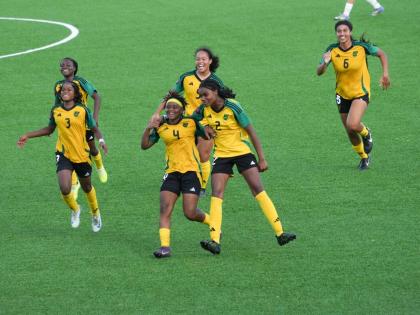 Jamaica's young Reggae Girlz in action during the Concacaf Women’s U-17 Qualifiers at the Stadion Guillermo Prospero Trinidad in Aruba.