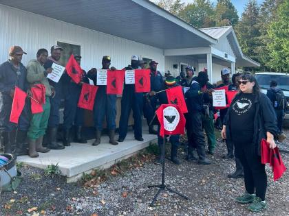Farmers protesting at Wafler Farms.