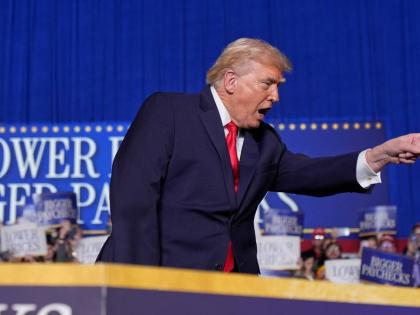 President Donald Trump speaks during an event at the Horizon Events Center in Clive, Iowa.
