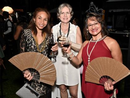 From left: Tracy Lee, Joanne Fletcher-Sale and Simone Fong Kong, raise a toast to the evening.