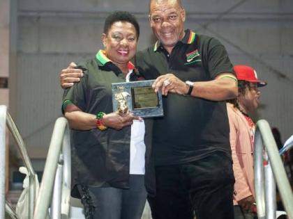 Culture and Entertainment Minister Olivia Grange pictured with Anthony 'Supa Dee' Wilson, the veteran music producer, promoter and sound system operator remembered for his role in Jamaica’s sound clash era.