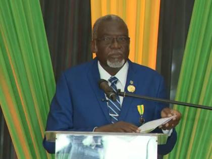 Bishop Conrad Pitkin, custos of St James, addresses the commissioning ceremony for 28 new justices of the peace for St James at the Grand-A-View Event Place in Montego Bay, St James, on January 30.