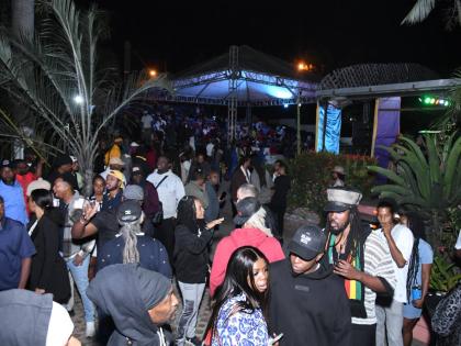 A section of the crowd at Sly Dunbar’s nine-night held on Tuesday.