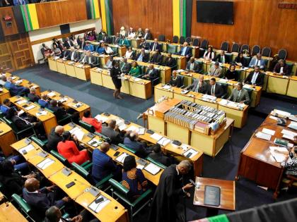 Newly elected members of parliament at their swearing-in at Gordon House.