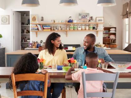 Representational image of a family having lunch.