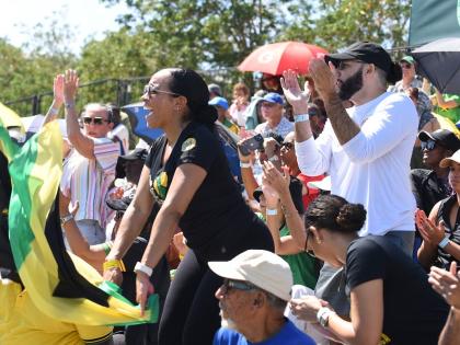 Photos by Ian Allen/Photographer 
Fans in the stands supporting Jamaica in their Davis Cup Group II tie against Uruguay at the Liguanea Club in New Kingston yesterday. 