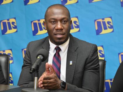 Assistant General Manager for Corporate Communications and Public Affairs, National Housing Trust (NHT), Dwayne Berbick, addresses a JIS Think Tank on February 5.