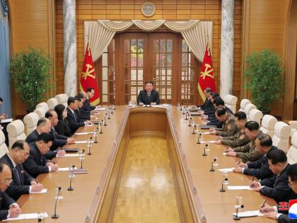 In this photo provided by the North Korean government, North Korean leader Kim Jong Un (centre) attends a meeting at the headquarters of the central committee of the ruling Workers’ Party of Korea in Pyongyang, North Korea.