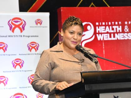 Minister of State in the Ministry of Health and Wellness Krystal Lee, addresses the launch of the National Strategic Plan for HIV 2023-2030 on Monday at The Jamaica Pegasus hotel in New Kingston.