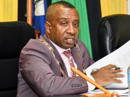 Mayor of Kingston, Councillor Andrew Swaby, addressing the monthly meeting of the Kingston and St Andrew Municipal Corporation on Tuesday, February 10 at the corporation’s downtown Kingston offices.