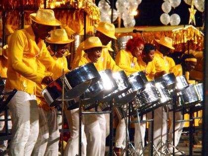 This photo shows steelpan performance at the Trinidad and Tobago carnival 