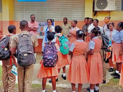 Region Two Vice President Tavia Robinson at Annotto Bay High School.