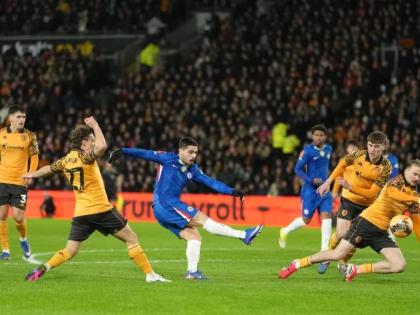 Chelsea’s Pedro Neto shoots during the English FA Cup fourth round soccer match between Hull City and Chelsea in Hull, England, Friday, February 13, 2026.  