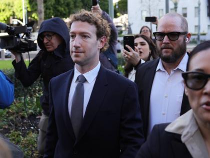 Meta CEO Mark Zuckerberg arrives for a landmark trial over whether social media platforms deliberately addict and harm children, Wednesday, February 18, in Los Angeles. 