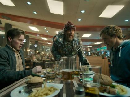 This image released by Briarcliff Entertainment shows Sam Rockwell (centre) in a scene from ‘Good Luck, Have Fun, Don’t Die’.
