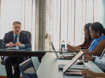 Portfolio Minister Matthew Samuda chairs a meeting of the Drought Management Committee at the Ministry of Water, Environment and Climate Change on February 24, 2026.