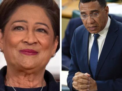 Prime Minister Kamla Persad-Bissessar of Trinidad and Tobago and Prime Minister Dr Andrew Holness of Jamaica. 