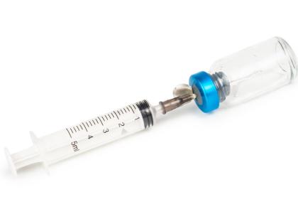 Medical syringe and medicine.