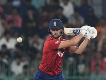 England’s Will Jacks plays a shot during the T20 World Cup cricket match between England and New Zealand in Colombo, Sri Lanka, yesterday.