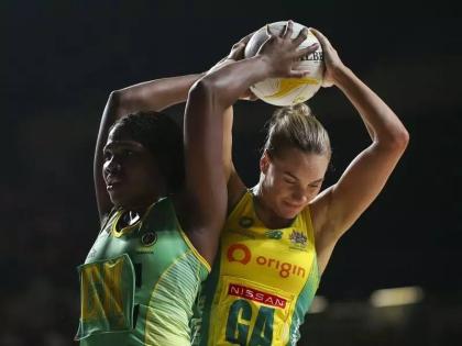 
Jamaica’s Roxanna McLean (left) and Australia’s Kiera Austin battle for the ball during a Test series in Australia.