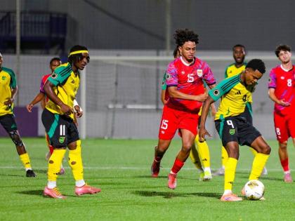 
Action between Jamaica’s U20s and their Cayman Islands counterparts during their Concacaf U20 Qualifiers Group B encounter at the Stadion Rignaal ‘Jean’ Francisca in Willemstad, Curaçao, on Friday.
