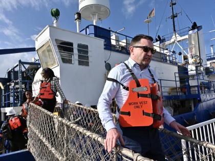 Rudolph Brown/Photographer
Brian Larkin, CEO, United Oil & Gas during a vessel tour of the R/V Gyre as part of United’s steps to survey the seabed for evidence of a working hydrocarbon system on January 26, 2026.