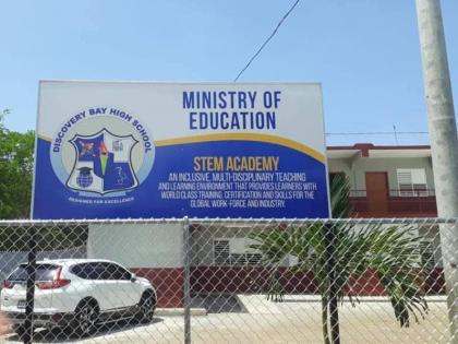 The entrance sign for Discovery Bay High School in St Ann.