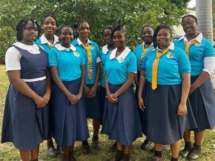 The Alpha Robotics team (back row, from left): Shai Hanna Taylor, Julianne Campbell, Anna-Lice Lennon, Gabrielle Riley, Kaylee McCarthy and Tishawnna McKain. Front row (from left): Sashawnna Moncrieffe, Tadeena Thompson, and Akeelah Henry.