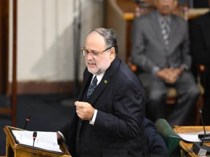 Leader of the Opposition Mark Golding making his contribution to the Budget Debate in Parliament on March 17, 2026.