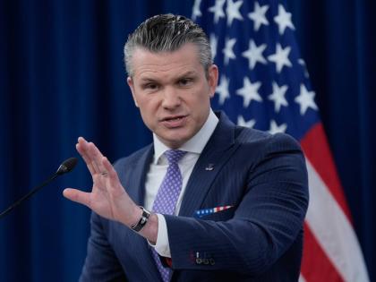 Defence Secretary Pete Hegseth speaks to members of the media during a press briefing at the Pentagon in Washington DC.