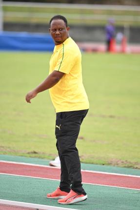 Coach Michael Frater at a training session at the Athletic Stadium in Shinagawa,Tokyo, Japan, on Friday, September 12. 