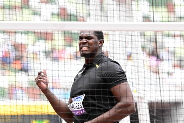 Fedrick Dacres at the Tokyo World Athletics Championships.