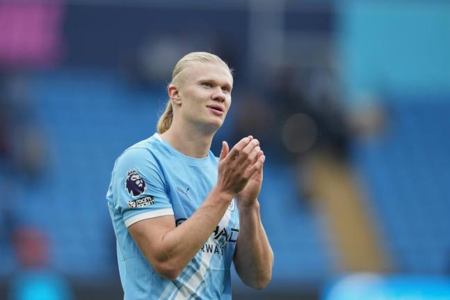 Manchester City's Erling Haaland walks off the pitch after the Premier League soccer match between Burnley and Manchester City in Manchester, England, Saturday, September 27, 2025. (AP Photo/Jon Super)