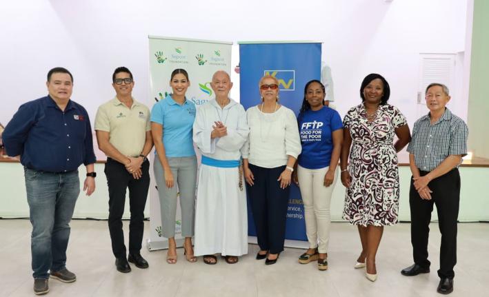 Father Richard Ho Lung (fourth left), founder of Father Ho Lung and Friends (FHF) Foundation, flanked by sponsors at the launch of the FHF Foundation’s 25th Jubilee Year of Hope gala production, Jesus 2025, held on September 5. Sagicor Foundation Jamaica